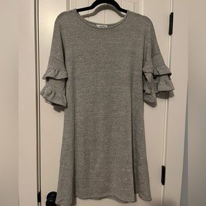 Speechless Gray Dress with Ruffle Sleeves